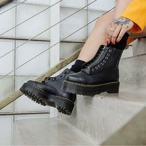 Dr. Martens Sinclair Platform Black Leather Combat Boots